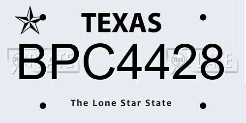 BPC4428 Texas License Plate