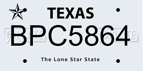 BPC5864 Texas License Plate