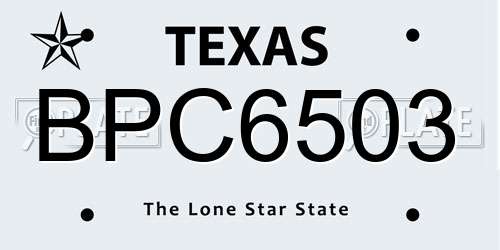 BPC6503 Texas License Plate