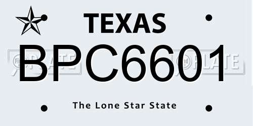 BPC6601 Texas License Plate