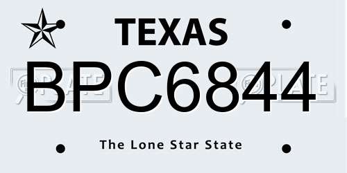 BPC6844 Texas License Plate