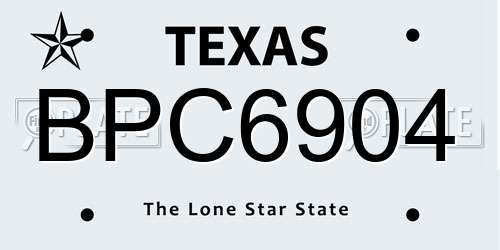 BPC6904 Texas License Plate