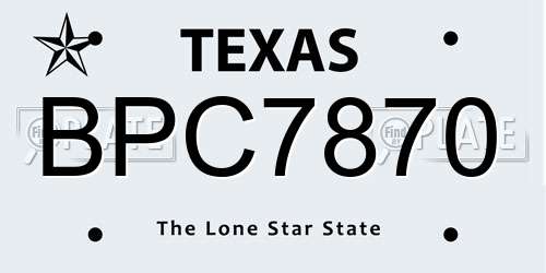 BPC7870 Texas License Plate