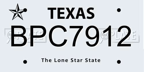 BPC7912 Texas License Plate