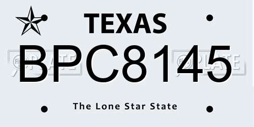 BPC8145 Texas License Plate