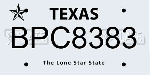 BPC8383 Texas License Plate
