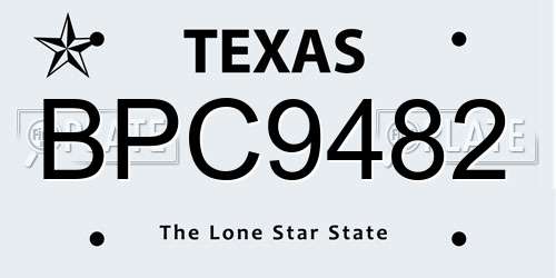BPC9482 Texas License Plate