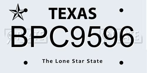 BPC9596 Texas License Plate