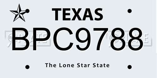 BPC9788 Texas License Plate