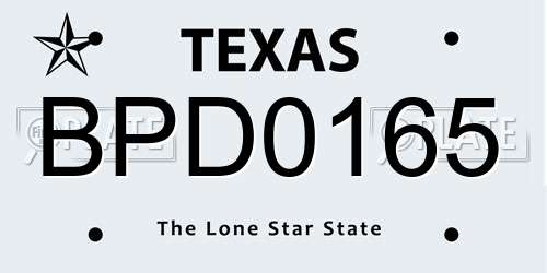 BPD0165 Texas License Plate