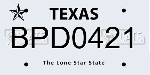 BPD0421 Texas License Plate