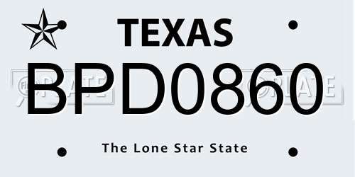 BPD0860 Texas License Plate