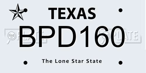 BPD160 Texas License Plate