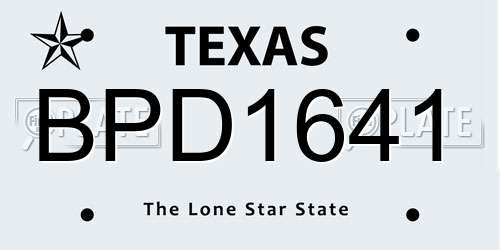 BPD1641 Texas License Plate