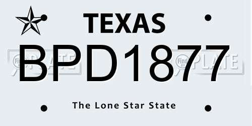 BPD1877 Texas License Plate