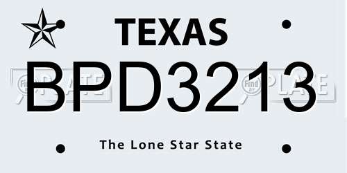 BPD3213 Texas License Plate