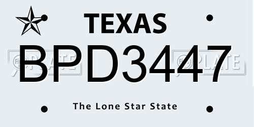 BPD3447 Texas License Plate