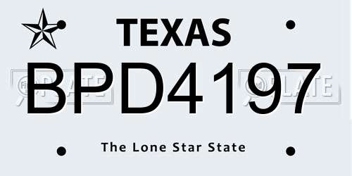BPD4197 Texas License Plate