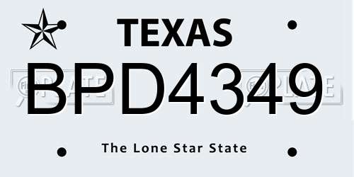 BPD4349 Texas License Plate