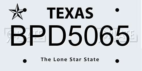 BPD5065 Texas License Plate