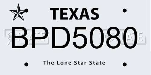 BPD5080 Texas License Plate