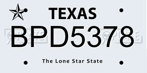 BPD5378 Texas License Plate