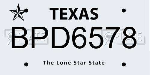 BPD6578 Texas License Plate