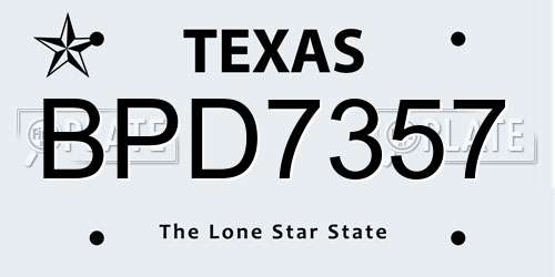 BPD7357 Texas License Plate