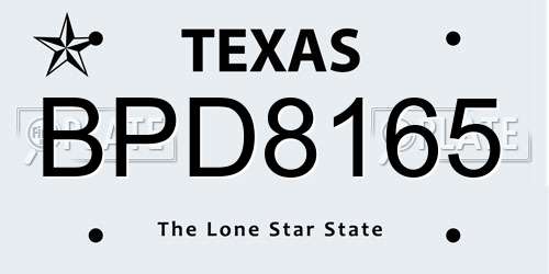 BPD8165 Texas License Plate