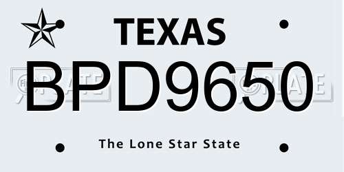 BPD9650 Texas License Plate