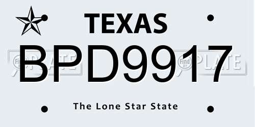 BPD9917 Texas License Plate
