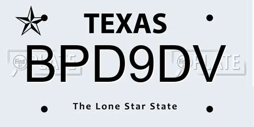 BPD9DV Texas License Plate