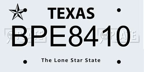 BPE8410 Texas License Plate