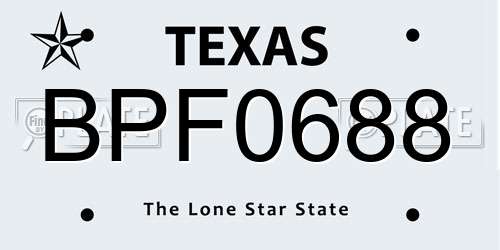 BPF0688 Texas License Plate