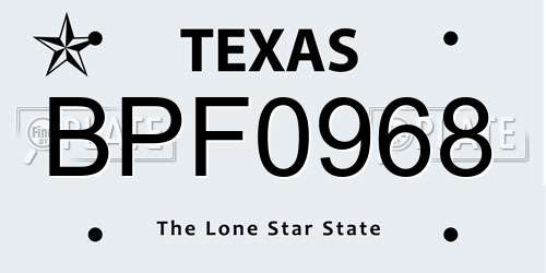 BPF0968 Texas License Plate