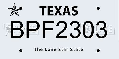 BPF2303 Texas License Plate