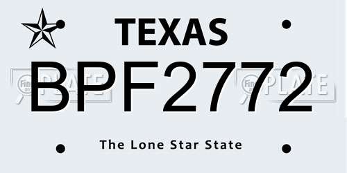 BPF2772 Texas License Plate