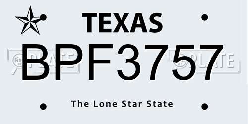 BPF3757 Texas License Plate