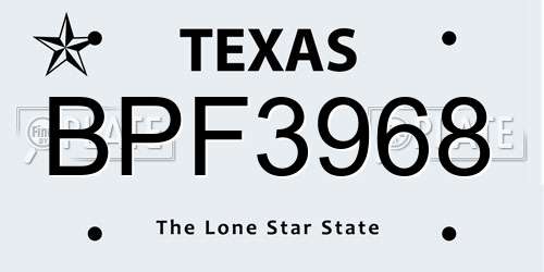 BPF3968 Texas License Plate