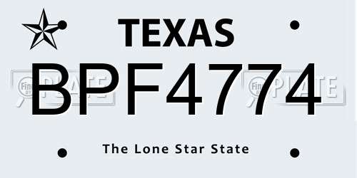 BPF4774 Texas License Plate