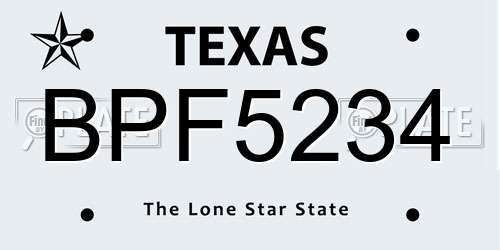 BPF5234 Texas License Plate