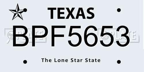 BPF5653 Texas License Plate