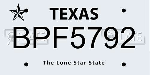 BPF5792 Texas License Plate