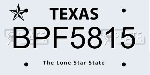 BPF5815 Texas License Plate