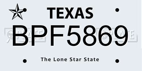 BPF5869 Texas License Plate