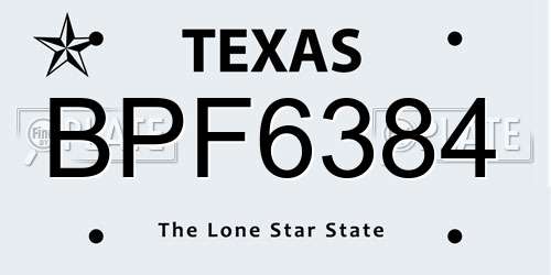 BPF6384 Texas License Plate