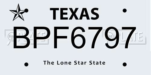 BPF6797 Texas License Plate