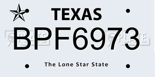 BPF6973 Texas License Plate