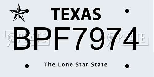 BPF7974 Texas License Plate