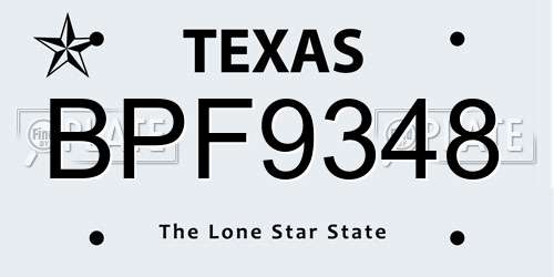 BPF9348 Texas License Plate